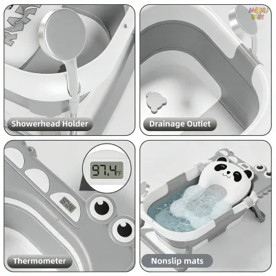 Baignoire bébé pliable avec thermomètre – image 2