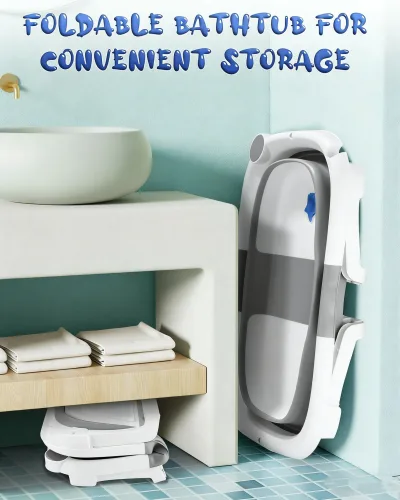 Baignoire bébé pliable, rose, gris ou bleu – image 2