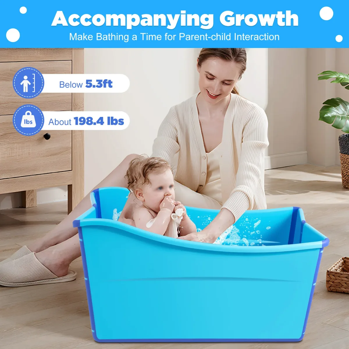Baignoire pliable avec siège, adultes et enfants