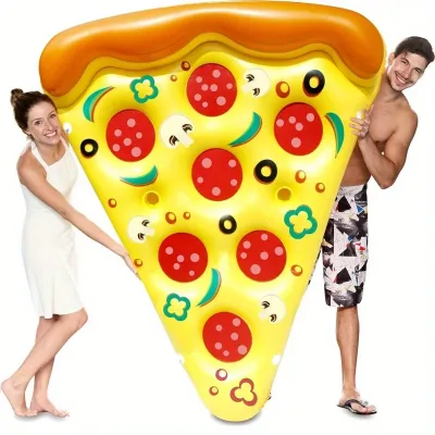 Bouée gonflable tranche de pizza avec porte-gobelets