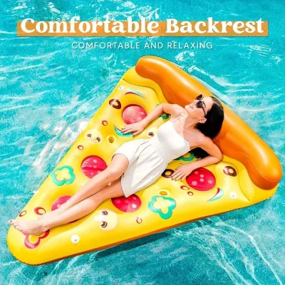 Bouée gonflable tranche de pizza avec porte-gobelets – image 2