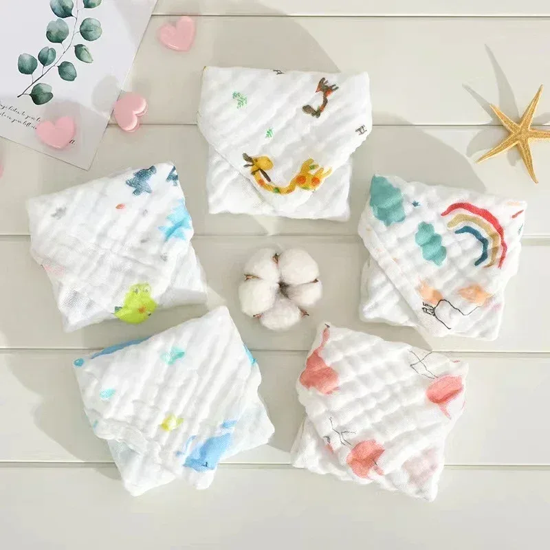 Carrés en gaze de coton pour bébé, 6 couches