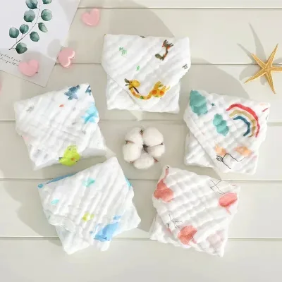 Carrés en gaze de coton pour bébé, 6 couches
