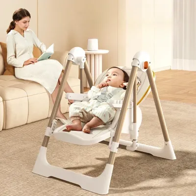 Chaise haute pliable convertible en chaise à bascule