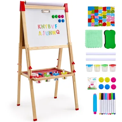 Chevalet de dessin double face en bois pour enfants