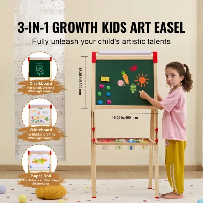 Chevalet de dessin double face en bois pour enfants – image 2
