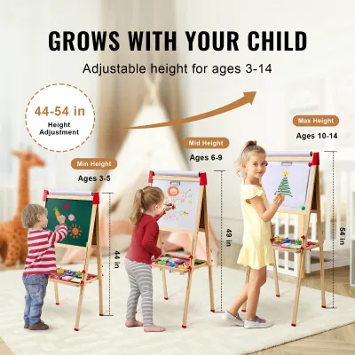 Chevalet de dessin double face en bois pour enfants – image 3