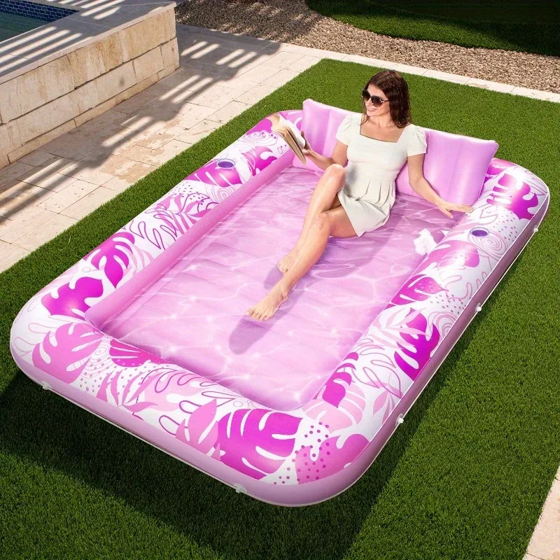 Flotteur de piscine gonflable rose pour bronzer
