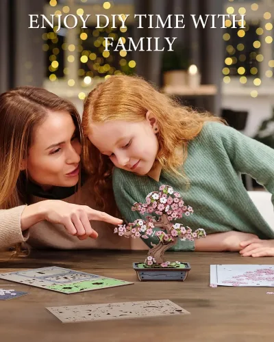 Kit de puzzle 3D en bois, bonsaï sakura – image 3