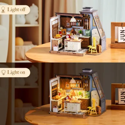 Maquette de cuisine de pâtisserie miniature en bois – image 3