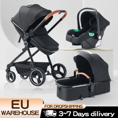 Poussette pliable 3 en 1 à cadre en aluminium