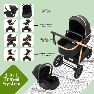 Poussette pliable 3 en 1 pour voyage – image 2