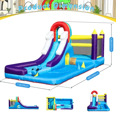 Toboggan aquatique gonflable multicolore avec piscine – image 2