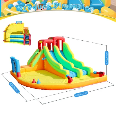 Toboggan aquatique gonflable orange avec piscine